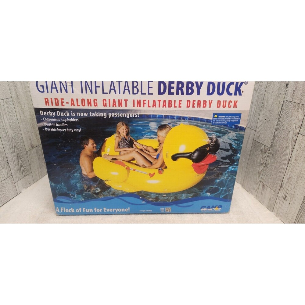 Duck Derby Inflatables Giant Riding Float Swimming Pool Water Raft By Gamo RARE - Picture 2 of 5